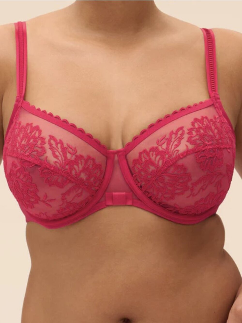 Simone Perele 34F Bra Romance full Coverage Cranberry Red Underwired